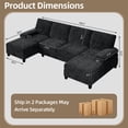 thumbnail image 2 of Walsunny Modern U-Shaped Sectional Sleeper Sofa with 4 Deep Seat, Modular Cloud Oversized Sofa Couch with Chenille Fabric & Double Chaise for Apartment, Black, 2 of 9