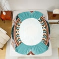 thumbnail image 5 of Homewish Bohemian Aztec Triangle Bed Sheets, Cyan Southwestern Style King Sheets, Teens Kids Women Men Sheet Set, Luxury Bedroom Decor, 4 Pieces, 5 of 7