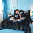 thumbnail image 4 of meiyoeat Boys Baseball Sport Games 7Pcs Queen Bedding,Modern Geometric Honeycomb Pattern Bedding Comforter Set Queen For Kids,Black Reversible, 4 of 7