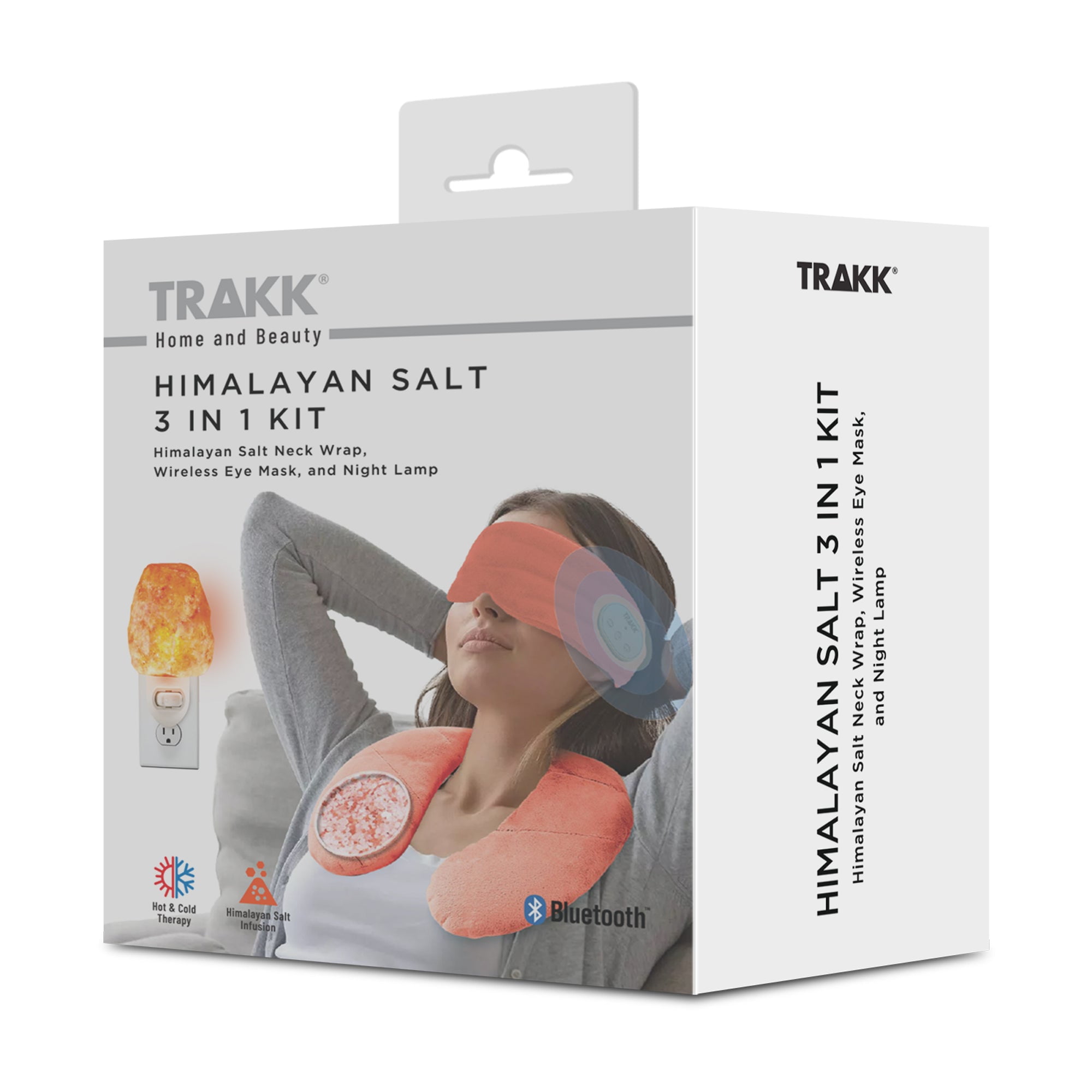 TRAKK Ultimate Relaxation 4-in-1 Kit Premium Set with Himalayan Salt Neck Wrap, Eye Mask and Night Lamp