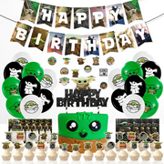 Baby Yoda Party Decorations Balloons, Banner, Cake Toppers, Invitation Cards, Stickers, Mandalorian Birthday Party Supplies Star War Fans