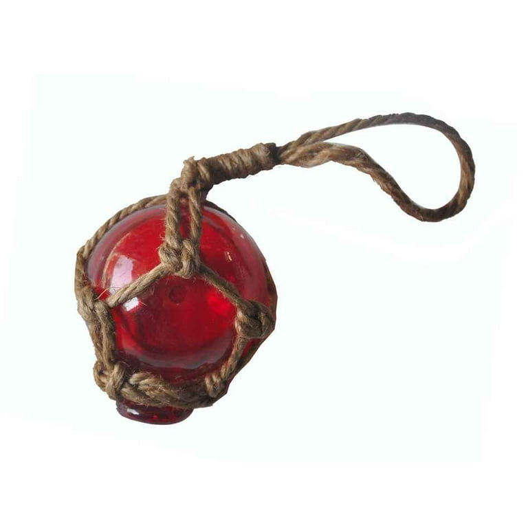 Pack Of 2] Red Japanese Glass Ball Fishing Float With Brown Netting  Decoration 2 