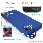 Vive 8 Alternating Pressure Mattress – Low Air Loss Hospital Bed Topper with Inflatable Pump for Pressure Ulcers & Bed Sores