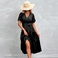 thumbnail image 1 of Gspmoly Robes Grande Taille pour Femmes aux Formes, Robe Décontractée pour Femmes avec Poches, Robe d'Été à Imprimé Floral, Mini-Robe à Col en V, Robes de Vacances pour Femmes jusqu'à 70 % de Rabais, 1 of 5