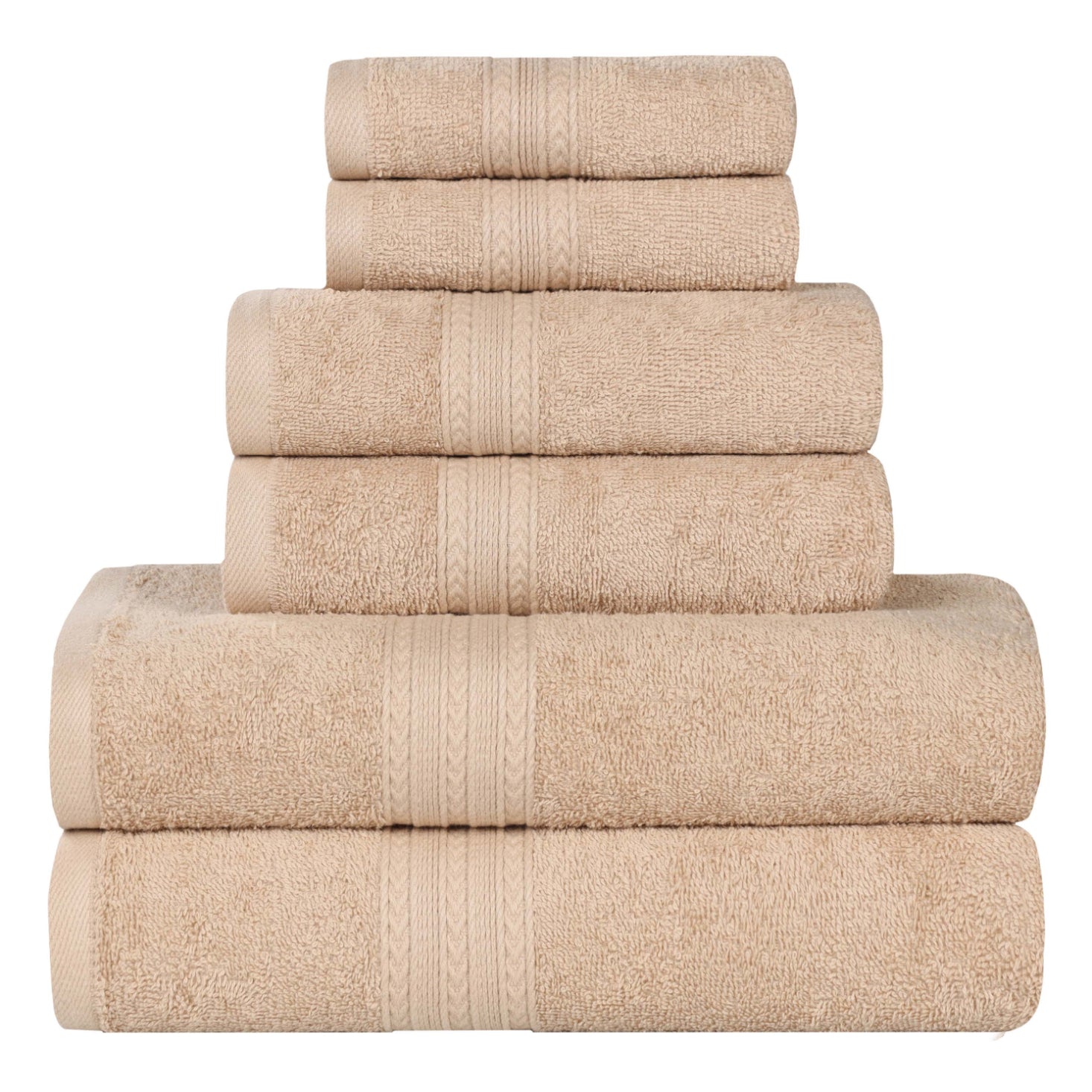 Superior Eco-Friendly Cotton Solid 6-Piece, Camel, Towel Set