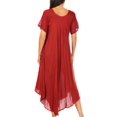 thumbnail image 2 of Sakkas Egan Long Embroidered Caftan Dress / Cover Up With Embroidered Cap Sleeves - Red - One Size Regular, 2 of 5