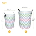 thumbnail image 3 of Susaid Colorful Checkerboard Print Waterproof Oxford Cloth Storage Circular Laundry Hamper BasketCapacity for Home-Medium, 3 of 6