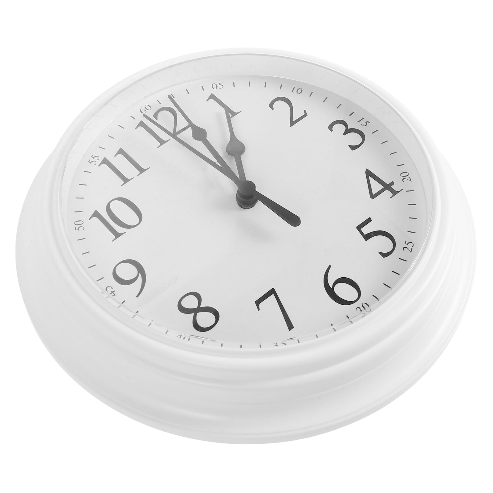 COMPUKAS Simple Style Round Wall Clock White Plastic for Bedroom and Living Room Display