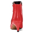 thumbnail image 4 of YDN Women's Pointy Toe Ankle Booties Kitten Low Heels Dressy Glossy Daily Winter Shoe Size 13 Red, 4 of 4
