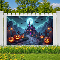 thumbnail image 3 of Gothic Design Halloween Banner with Scary Pumpkins Spooky Castle Backdrop Dark Atmosphere for Halloween Party Decoration, 3 of 5