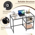 thumbnail image 6 of 42" Modern Home Office Desk with 2 Open Shelves and Metal Frame, Computer Desk Laptop PC Work Table, Black, 6 of 7