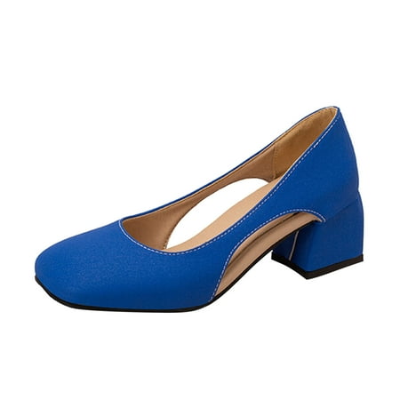 KELINFONG Women s Dress Mary Jane Shoes Low Block Heels Closed Round Toe Office Work Wedding Pumps