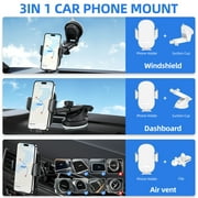 YOOVEE Universal Dashboard & Windshield Car Phone Holder - 360° Rotatable Mount, 3-in-1 Vent/Dash/Windshield Clip for 4-7 Phones, iPhone, Samsung, Google Pixel, Moto