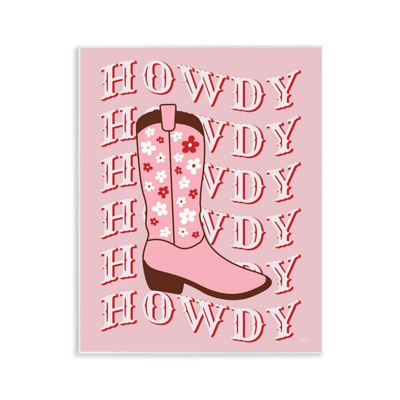 Stupell Industries Howdy Pastel Cowgirl Boot Fashion Painting Unframed Art Print Wall Art, 11 x 14