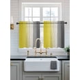 thumbnail image 2 of Yellow Gray Ombre Tier Curtains 36 Inch Length, Sheer Curtains for Bedroom Living Room Window Vintage Country Wooden Rod Pocket Voile Drapes Kitchen Curtains Small Half Window 27.5"x36" 2 Panels, 2 of 6