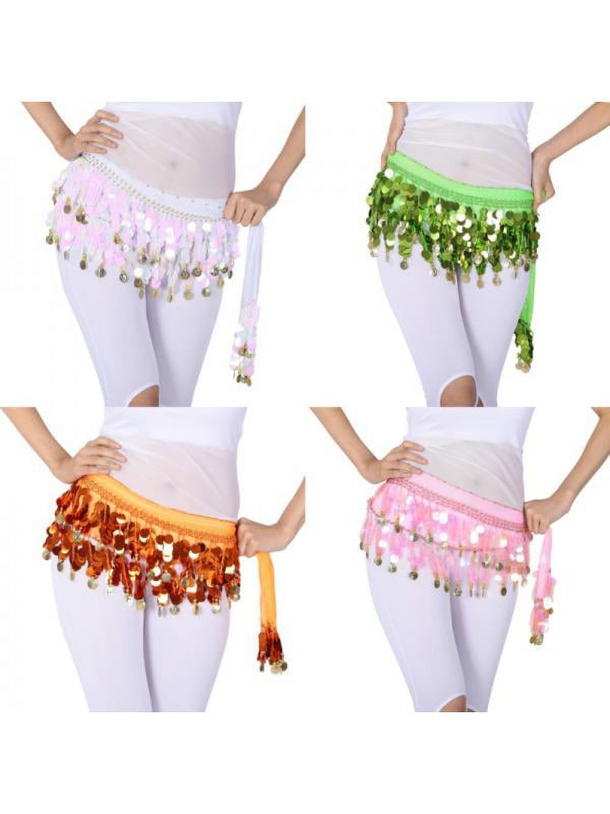 Multi Color Chiffon Belly Dance Hip Sequin Scarf Shimmy Belt Costume Wrap  Tribal Dancing