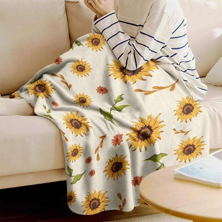 Sunflower Throw Blanket Soft Lightweight Sunflower Flannel Fleece Sunflower Gifts Blanket for Sofa Home Bedroom Living Room Decor Sunflower Blanket