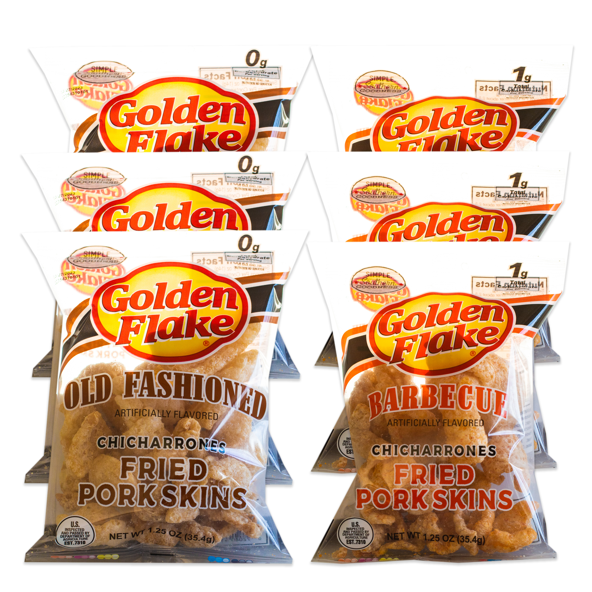 Utz Golden Flake Pork Rinds Variety Pack BBQ (3, 1.25oz bags) Old
