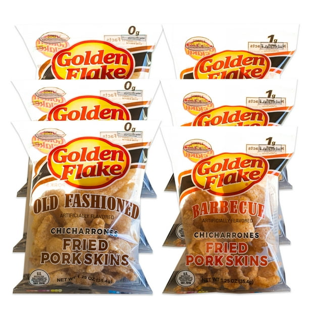Utz Golden Flake Pork Rinds Variety Pack BBQ (3, 1.25oz bags) Old