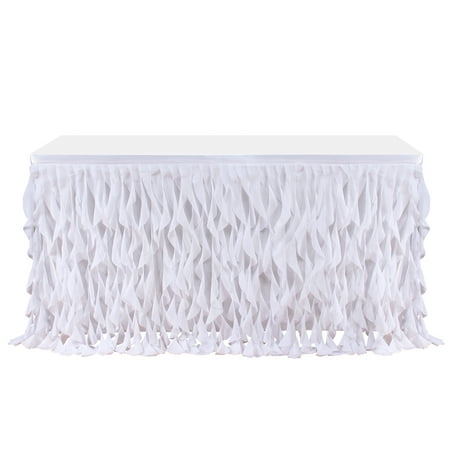 

Adeeing 6ft White Tulle Table Skirt Tutu Ruffle Table Skirting Curly Willow Table Skirt for Rectangle or Round Table Baby Shower Birthday Wedding Party Banquet Decoration (L 72in H 30in)