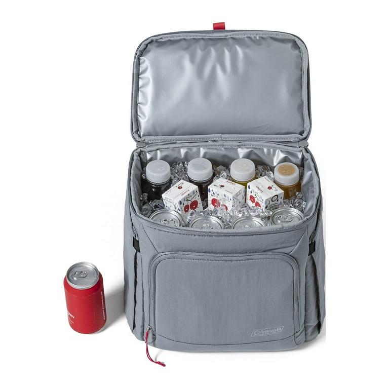 Coleman Now 18-Can Soft-Sided 31.86 qt Backpack Cooler, Gray and