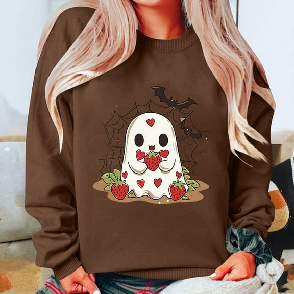 Wensltd Fall V Neck Sweatshirt for Women Funny Halloween Long Sleeve Graphic Family Party Tops