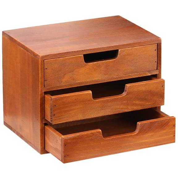 3-Tier Wooden Drawer Desk Organizer for Jewelry, Trinkets, Stationery and Small Sundries Storage Box