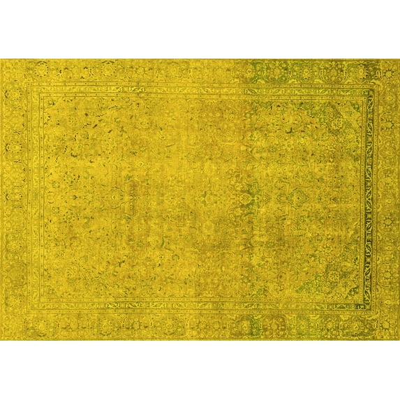 Ahgly Company Machine Washable Indoor Rectangle Abstract Yellow Modern Area Rugs, 5' x 7'