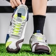 thumbnail image 2 of Rokment Retro Color Block Low Top Fashion Sneakers for Men Casual Breathabe Mesh Leather Patchwork Lace up Walking Tennis Flat Skate Shoes Blue Size 11, 2 of 6