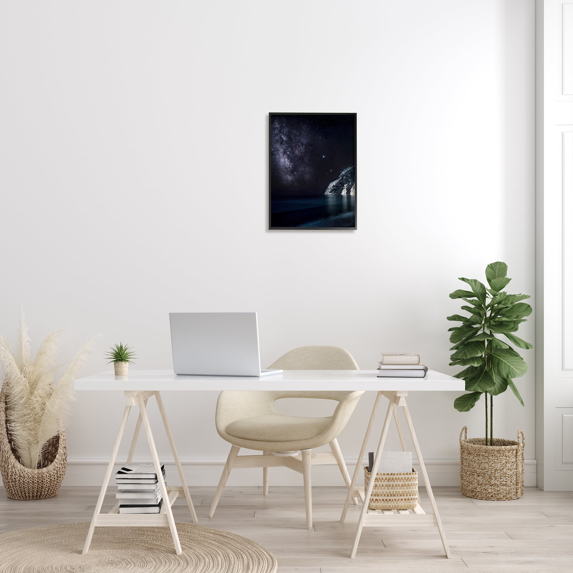 Stupell Industries Midnight Beach Coast Landscape Night Sky Galaxy Constellation, 16 x 20, Design by Dora Artemiadi