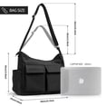 thumbnail image 4 of Bolso bandolera KALIDI de lona, negro, para mujer o hombre, 4 of 8