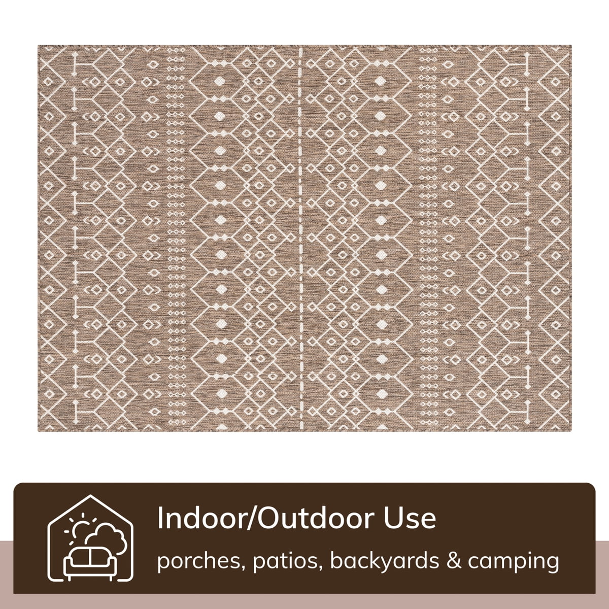 Well Woven Medusa Nord Nordic Lattice Pattern Outdoor Brown/Taupe 3'11" x 5'3" Area Rug