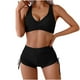 thumbnail image 2 of Trajes de baño Amzcrzy Tankini para mujer, trajes de baño, trajes de baño, bikini con control de abdomen, traje de baño dividido, estampado, bikini de cintura alta, traje de baño para mujer, negro, M, 2 of 9