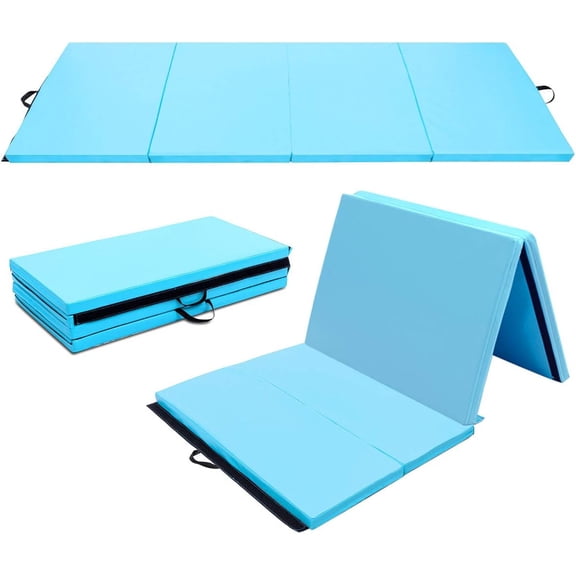 DYUKFG 4'x8' Gymnastics Mat, 2" Thick Folding Tumbling Mat with Carrying Handles, Foldable Gym Mat with Hook and Loop Fastener, Cheer Mats for Kids Adults Home Exercise Aerobics Fitness