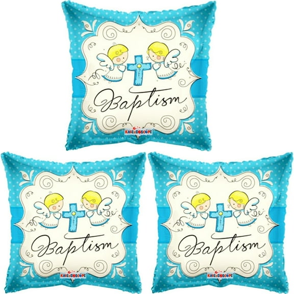 18 inch Kaleidoscope Cute Angles Baptism Boy Foil Mylar Balloon - FLAT - Qty 1 - Party Supplies Decorations