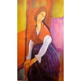 thumbnail image 2 of Modigliani, Amedeo 15x24 Black Ornate Wood Framed with Double Matting Museum Art Print Titled - Lady in red shawl, 2 of 4