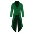 thumbnail image 4 of LANGWYQU Long Sleeved Men V-Neck Solid Vintage Costume Jacket Trench Coat, 4 of 5