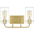thumbnail image 4 of Aspen Creative 62235-2, Two-Light Metal Bathroom Vanity Wall Light Fixture, 16" Wide, Transitional Design in Antique Brass, 4 of 6