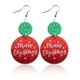 thumbnail image 4 of CHAO 2 pares de pendientes redondos de cuero de Navidad, bloques de madera de PU con purpurina esmerilada en polvo fino, bloques de madera para árbol de Navidad, 4 of 5