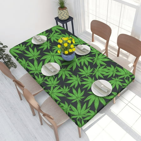 

Home Deluxe Tablecloth Marijuana Leaf (4) Waterproof Elastic Rim Edged Table Cover- For Christmas Parties And Picnics 4ft