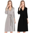 thumbnail image 2 of UP TO 15% OFF! Women Kimono Robes Long Lightweight Robe Soft Cotton Sleepwear Casual Bathrobe Ladies Loungewear, Gray, XL, 2 of 5