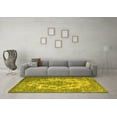 thumbnail image 3 of Ahgly Company Machine Washable Indoor Round Oriental Yellow Industrial Area Rugs, 4' Round, 3 of 4
