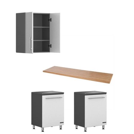 4 Piece Garage Storage Set With 2 Door Wall Cabinet Two 1 Door