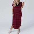 thumbnail image 3 of Yuzhih Maxi Dresses for Women 2024 Trendy V Neck Short Sleeve Tshirt Dresses Flowy Dress with Pockets, 3 of 6