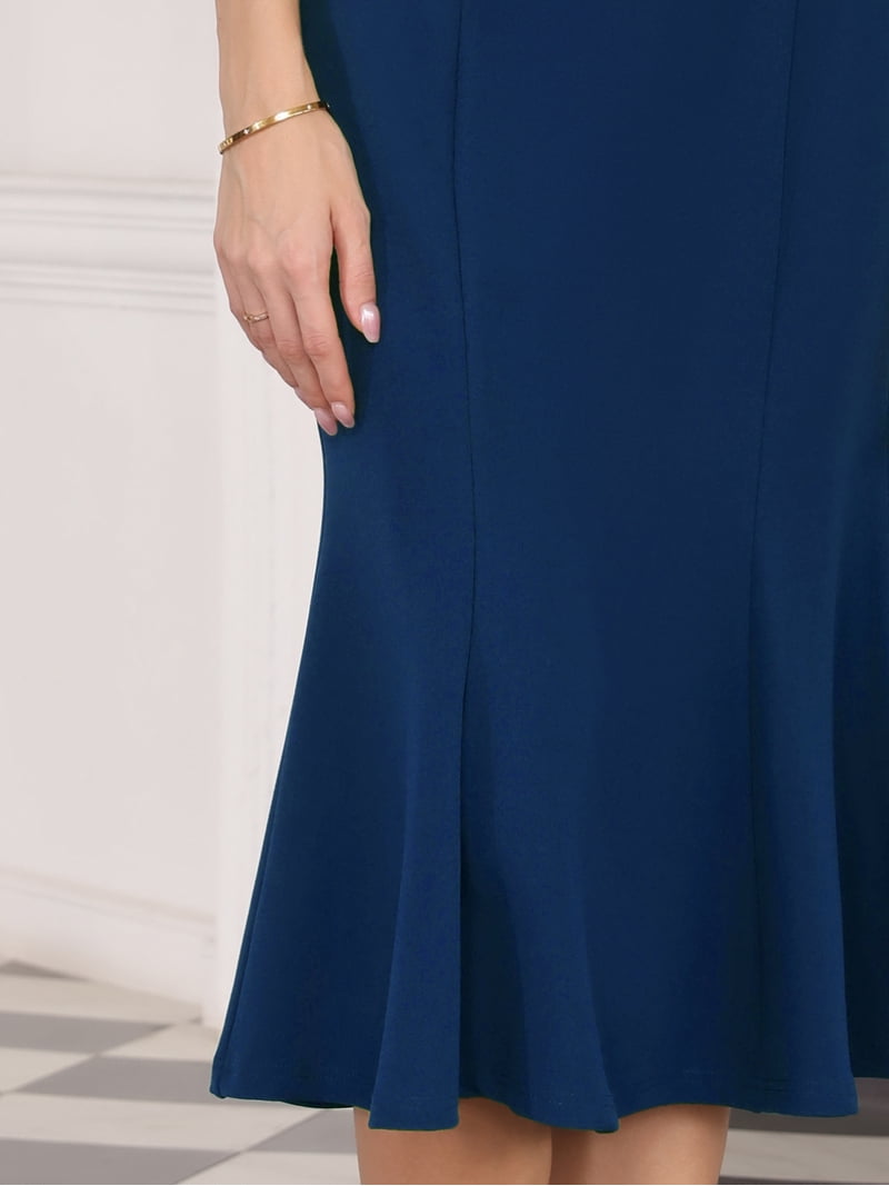 DARING DIVA Women Fishtail High Waist Belted Work Midi Mermaid