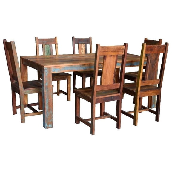 Trinidad 7-Piece Dining Set with 72" Dining Table and 6 Multicolor Chairs