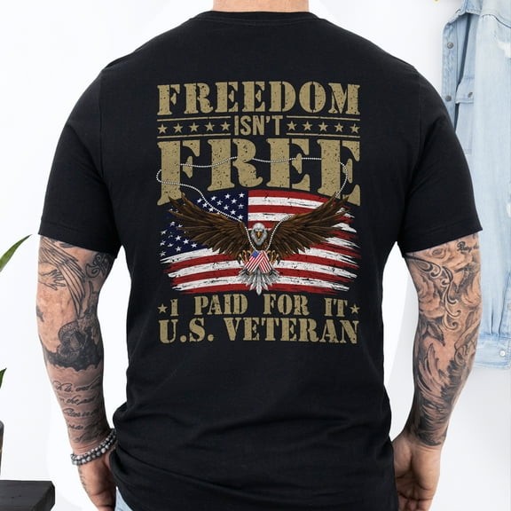 Happy 4th of July, U.S. Veteran Freedom Patriotic American Eagle Veteran T-Shirt TPT1891TS