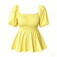 thumbnail image 3 of CAIXIA Womens Square Neck Smocked Peplum Blouse Top Ruffle Short Sleeve Flowy Babydoll Cute Shirt Tops, 3 of 3