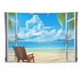 thumbnail image 5 of PRATYUS  Beach Tapestry Palm Trees In Ocean Heaven Sunbeds Balcony White Wooden Windows Summer Tropical, Wall Hanging For Bedroom Living Room Dorm 60x40 Inch 60x40in, 5 of 7
