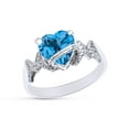 thumbnail image 3 of Heart Shape Simulated Blue Topaz In 14K White Gold Over 925 Sterling Silver Ring Size 12.5, 3 of 5